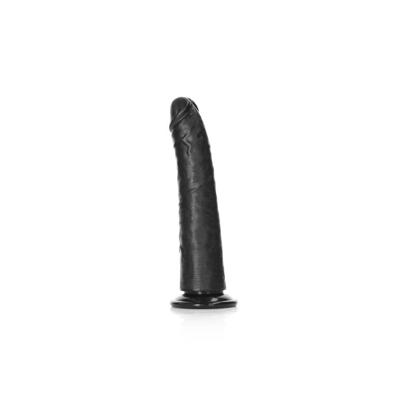 REALROCK Realistic Slim Dildo with Suction Cup - 18cm – Black