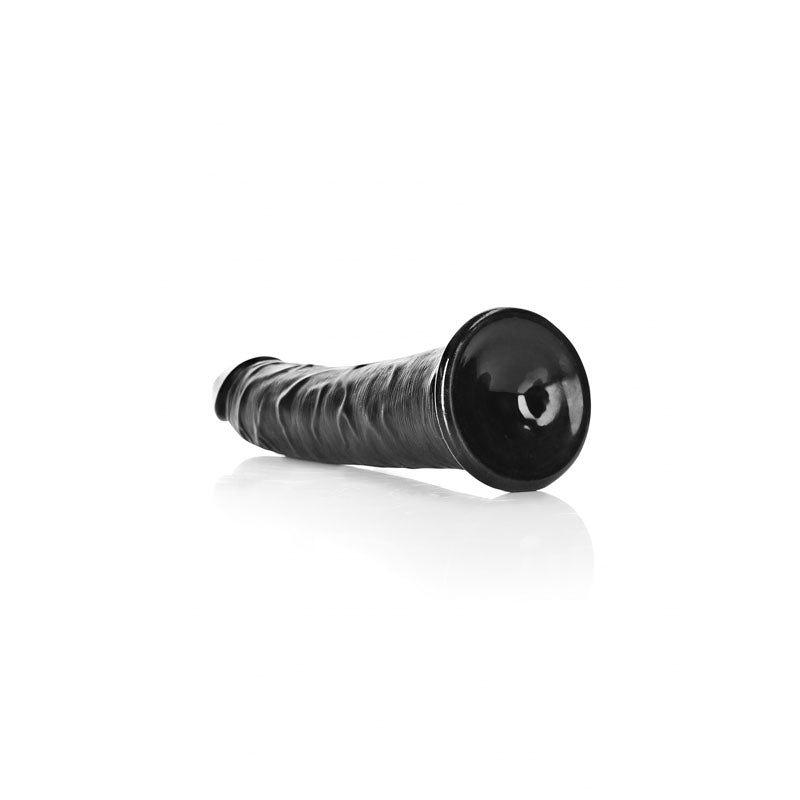 REALROCK Realistic Slim Dildo with Suction Cup - 18cm – Black