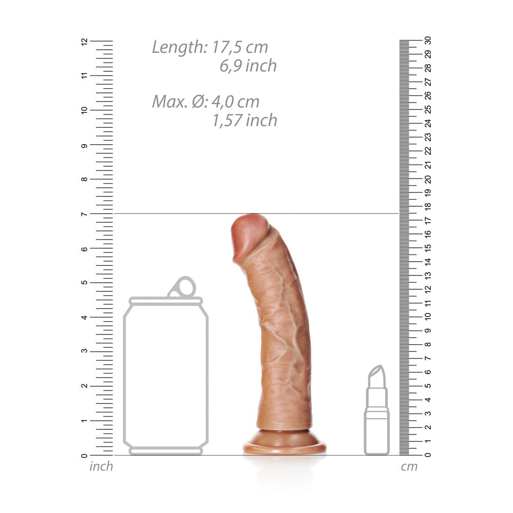 REALROCK Realistic Regular Curved Dildo with Suction Cup - 15.5 cm – Tan