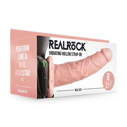 REALROCK Vibrating Hollow Strap-on - 20.5 cm – Flesh