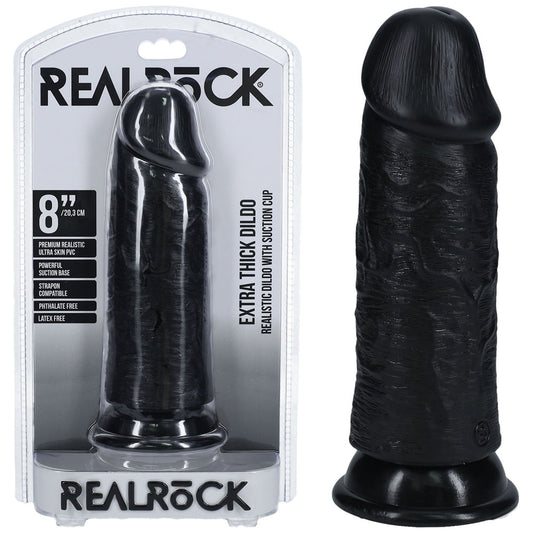 REALROCK 20cm Extra Thick Dildo – Black