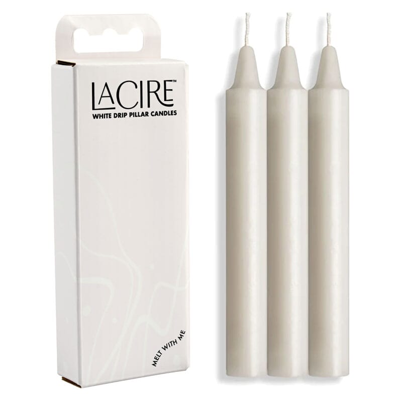 LaCire Drip Pillar Candles – White