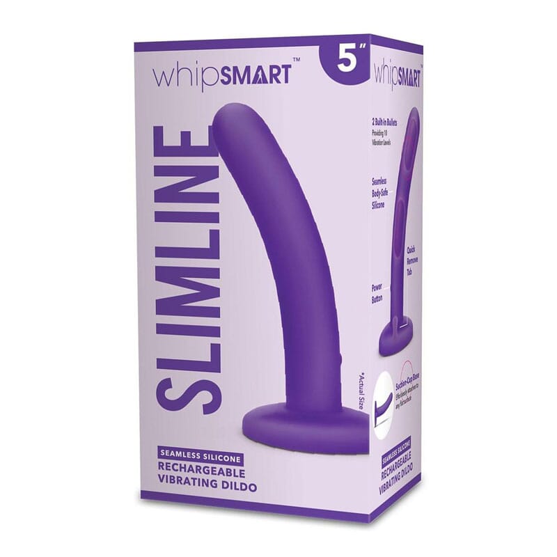 WhipSmart 5'' Slimline Rechargeable Vibrating Dildo – Purple